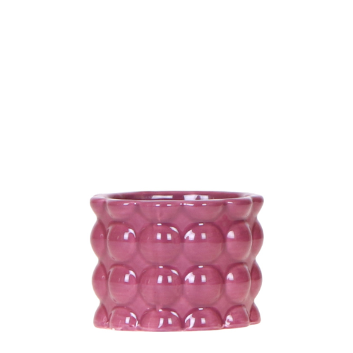 Übertopf Cotton Shine lila Ø6cm – Mini Blumentopf mit Blasenrelief – hochglänzender Retro-Übertopf im 70er-Design – Pflanzenübertopf für Sukkulenten, Kakteen & Mini-Zimmerpflanzen