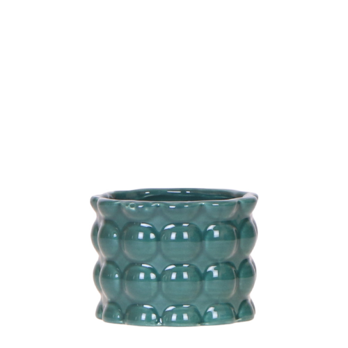 Übertopf Cotton Shine grün Ø6cm – Mini Blumentopf mit Blasenrelief – hochglänzender Retro-Übertopf im 70er-Design – Pflanzenübertopf für Sukkulenten, Kakteen & Mini-Zimmerpflanzen