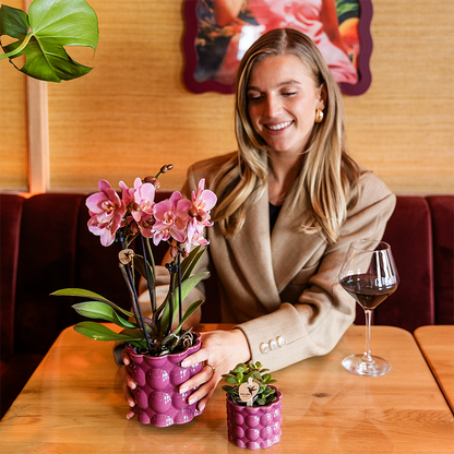 Übertopf Cotton Shine lila Ø6cm – Mini Blumentopf mit Blasenrelief – hochglänzender Retro-Übertopf im 70er-Design – Pflanzenübertopf für Sukkulenten, Kakteen & Mini-Zimmerpflanzen